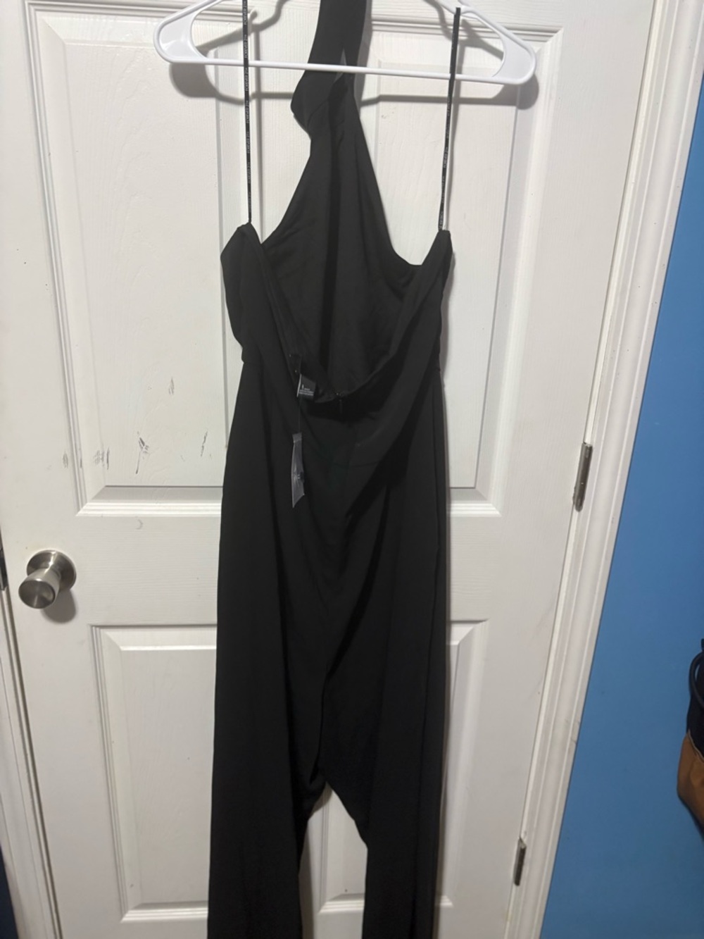 Black One-Shoulder Women's Jumpsuit Dress